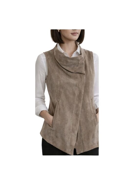 BCBGMaxAzria Jackets & Blazers - BCBG MaxAzria Sima Khaki Faux Suede Vest | Size Small